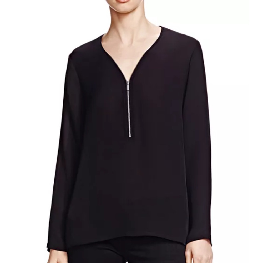 The Kooples Long Sleeve Signature T Shirt In Silk And Jersey View 2
